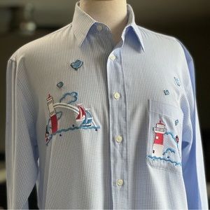 VINTAGE Mili nautical gingham button down shirt|small